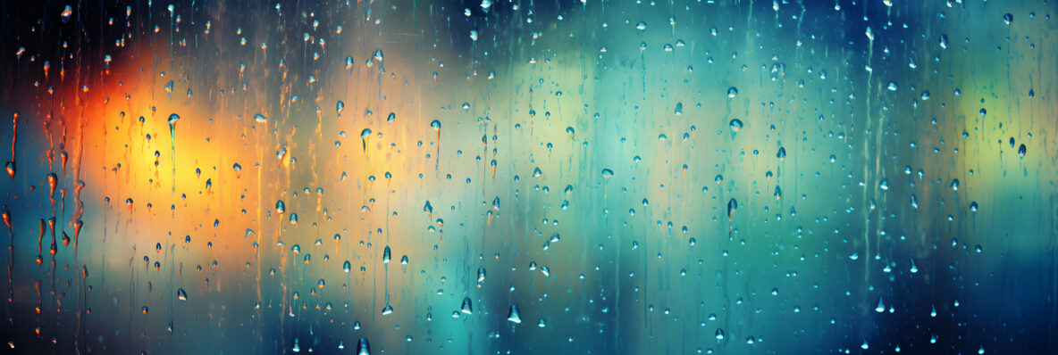 abstract colourful background with rain drops on window glass By sam